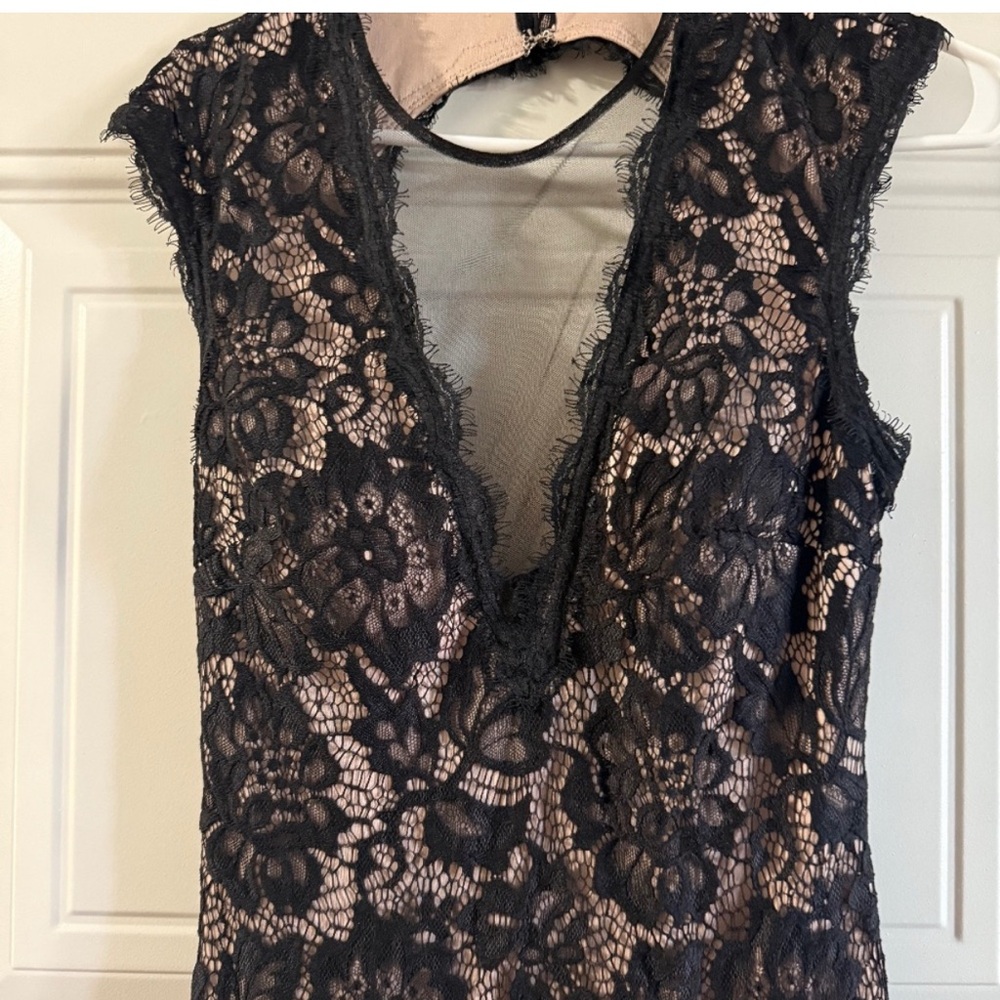 Betsy & Adam Black Lace Maxi Dress